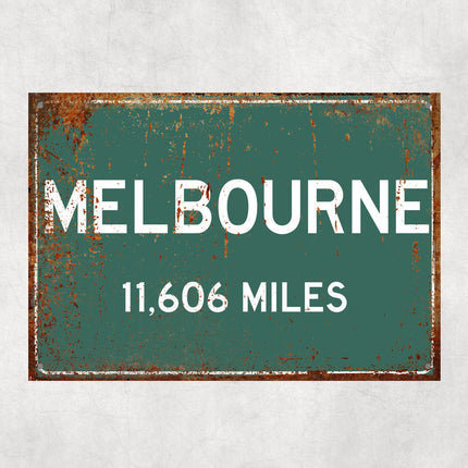 PERSONALIZED MELBOURNE Sign, Melbourne City Distance Sign, City of Melbourne Gift, Melbourne Gifts, Melbourne Souvenir, Melbourne Signs
