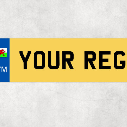 Welsh Number Plate Sign, CYM Novelty Plate, Custom Man Cave or Shed Sign, Wales Flag Decor, Personalised Gift for Him