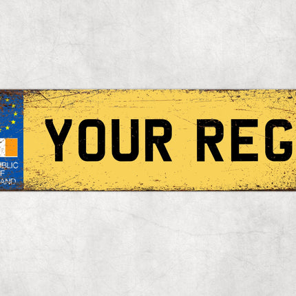 Custom Irish License Plate Sign, Republic of Ireland Number Plate, Personalised Wall Sign Gift, EU Tricolour Novelty Plate