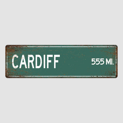 PERSONALIZED CARDIFF Sign, Cardiff City Distance Sign, City of Cardiff Gift, Cardiff Gifts, Cardiff Souvenir, Cardiff Sign