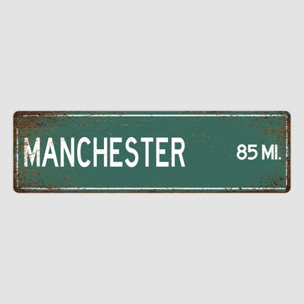 PERSONALIZED MANCHESTER Sign, Manchester City Distance Sign, City of Manchester Gift, Manchester Gifts, Manchester Souvenir, Manchester Sign