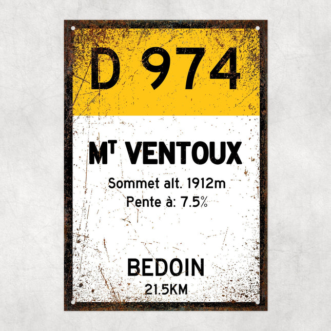 Mt Ventoux D974 - Vintage Style Tour de France Cycling Sign - Gift for Cyclist, cycling sign, metal sign, biking sign,