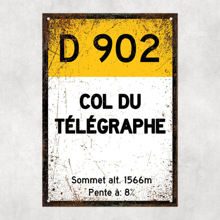 Col Du Telegraphe D902 - Vintage Style Tour de France Cycling Sign - Gift for Cyclist, cycling sign, metal sign, biking sign,