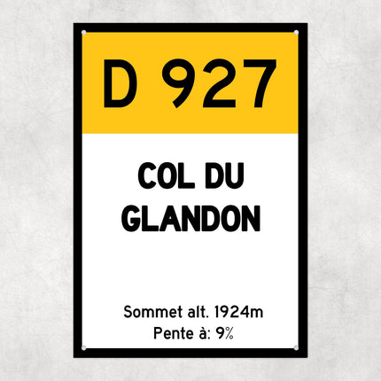 Col Du Glandon D927 - Vintage Style Tour de France Cycling Sign - Gift for Cyclist, cycling sign, metal sign, biking sign,