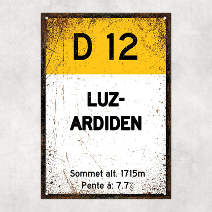 Luz-Ardiden D12 - Vintage Style Tour de France Cycling Sign - Gift for Cyclist, cycling sign, metal sign, biking sign,