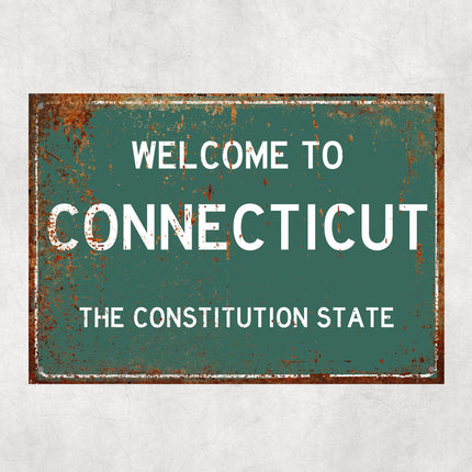 Welcome to Connecticut Sign, Connecticut Metal Sign, Connecticut Gift, Connecticut Gifts,Connecticut Souvenir,Connecticut Constitution State