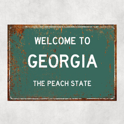 Welcome to Georgia Sign, Georgia Metal Sign, Georgia Gift, Georgia Gifts, Georgia Souvenir, Georgia Peach State