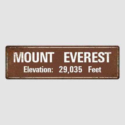 Mount Everest Elevation Sign - Mount Everest Decor - Mount Everest Sign - Elevation Sign - Vintage Style Sign - Street Sign