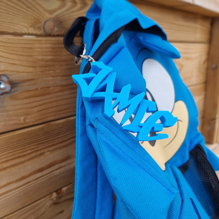 Graffiti style Keyring Keychains | Backpack Tags, 3D Printed Keychains, Kid's Name Tags, Grafitti Keyrings, Charms, School Bag Names