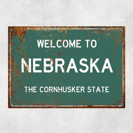 Welcome to Nebraska Sign, Nebraska Metal Sign, Nebraska Gift, Nebraska Gifts, Nebraska Souvenir, Nebraska Cornhusker State