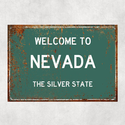 Welcome to Nevada Sign, Nevada Metal Sign, Nevada Gift, Nevada Gifts, Nevada Souvenir, Nevada Silver State