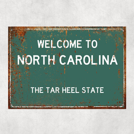 Welcome to North Carolina Sign, North Carolina Metal Sign, North Carolina Gift, North Carolina Gifts, North Carolina Tar Heel State