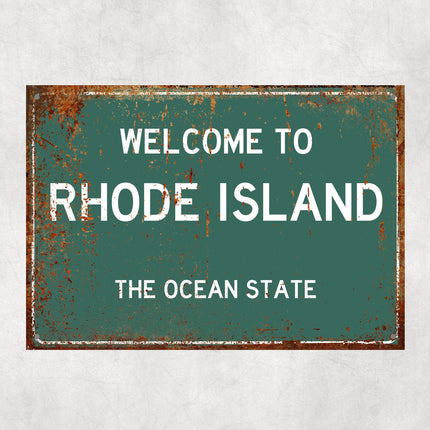 Welcome to Rhode Island Sign, Rhode Island Metal Sign, Rhode Island Gift, Rhode Island Gifts, Rhode Island Ocean State