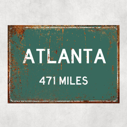 PERSONALIZED ATLANTA Sign, Atlanta City Distance Sign, City of Atlanta Gift, Atlanta Gifts, Atlanta Souvenir, Atlanta Signs