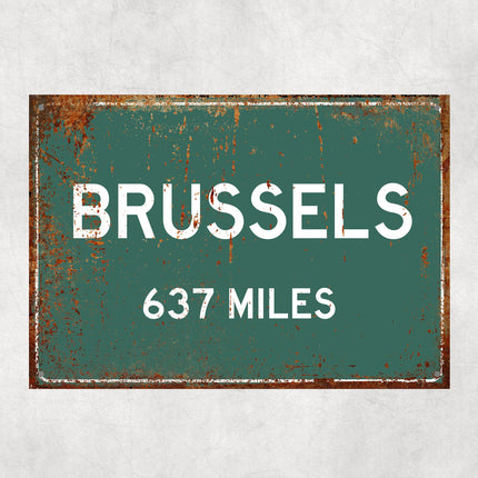 PERSONALIZED BRUSSELS Sign, Brussels City Distance Sign, City of Brussels Gift, Brussels Gifts, Brussels Souvenir, Brussels Signs