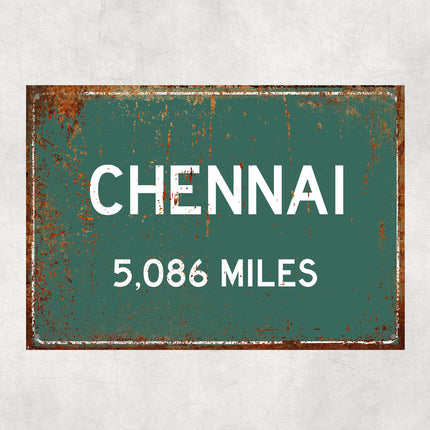 PERSONALIZED CHENNAI Sign, Chennai City Distance Sign, City of Chennai Gift, Chennai Gifts, Chennai Souvenir, Chennai Signs