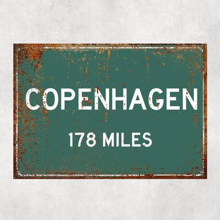 PERSONALIZED COPENHAGEN Sign, Copenhagen City Distance Sign, City of Copenhagen Gift, Copenhagen Gifts, Copenhagen Souvenir, Copenhagen Sign