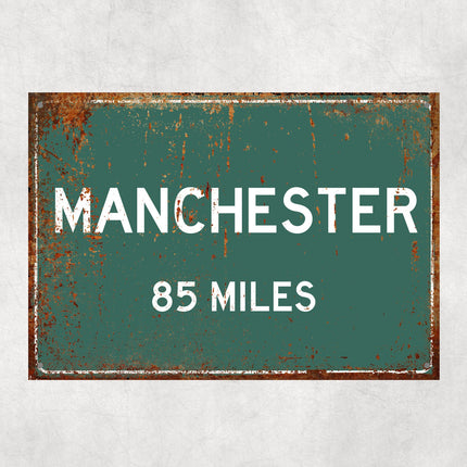 PERSONALIZED MANCHESTER Sign, Manchester City Distance Sign, City of Manchester Gift, Manchester Gifts, Manchester Souvenir, Manc Signs