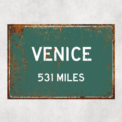 PERSONALIZED VENICE Sign, Venice City Distance Sign, City of Venice Gift, Venice Gifts, Venice Souvenir, Venice Signs