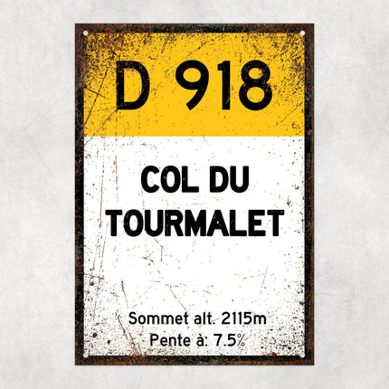 Col Du Tourmalet D918 - Vintage Style Tour de France Cycling Sign - Gift for Cyclist, cycling sign, metal sign, biking sign,