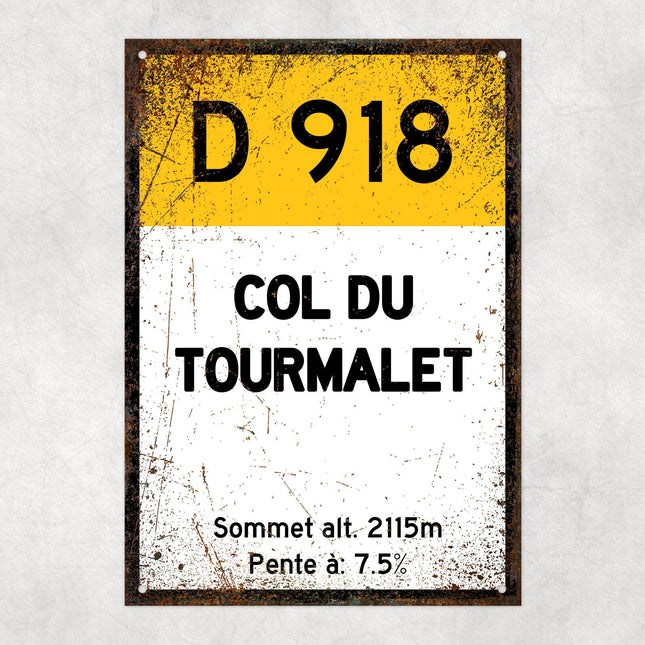 Col Du Tourmalet D918 - Vintage Style Tour de France Cycling Sign - Gift for Cyclist, cycling sign, metal sign, biking sign,