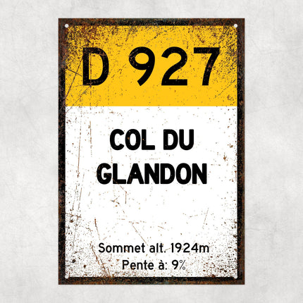 Col Du Glandon D927 - Vintage Style Tour de France Cycling Sign - Gift for Cyclist, cycling sign, metal sign, biking sign,
