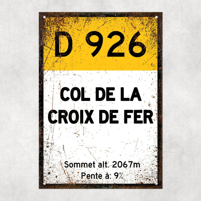 Col De La Croix De Fer D926 - Vintage Style Tour de France Cycling Sign - Gift for Cyclist, cycling sign, metal sign, biking sign,