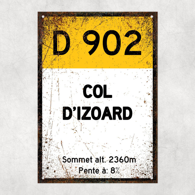 Col D'Izoard D902 - Vintage Style Tour de France Cycling Sign - Gift for Cyclist, cycling sign, metal sign, biking sign,