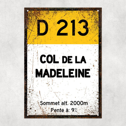 Col De La Madeleine D213 - Vintage Style Tour de France Cycling Sign - Gift for Cyclist, cycling sign, metal sign, biking sign,
