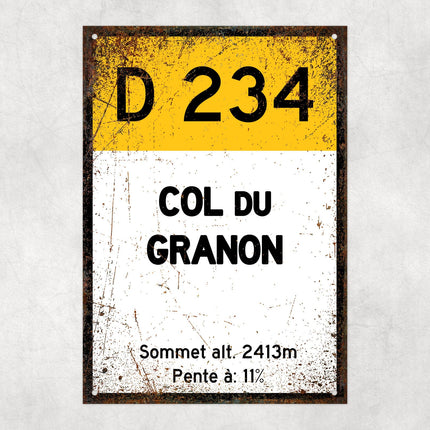 Col Du Granon D234 - Vintage Style Tour de France Cycling Sign - Gift for Cyclist, cycling sign, metal sign, biking sign,