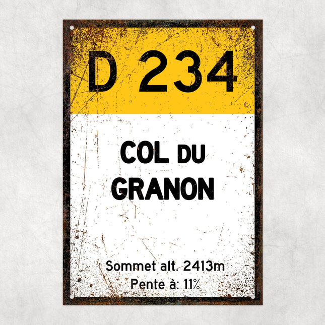 Col Du Granon D234 - Vintage Style Tour de France Cycling Sign - Gift for Cyclist, cycling sign, metal sign, biking sign,