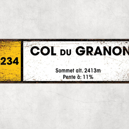 Col Du Granon D234 - Vintage Style Tour de France Cycling Sign - Gift for Cyclist, cycling sign, metal sign, biking sign,