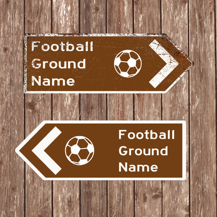 Personalized Brown UK Road Arrow Sign for Football Grounds/Stadiums - Vintage Style Directional Railway Pointer