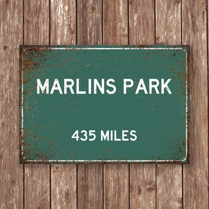 PERSONALIZED MARLINS PARK Distance Sign, Marlins Park Sign, Marlins Park Miles, Miami Sign, Miami gift, Miami Souvenir