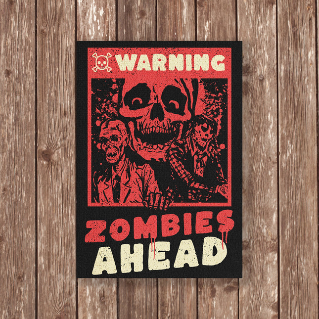 Warning Zombies Ahead Sign - Zombies Decor - Halloween Zombies Sign - Warning Sign - Vintage Style Sign
