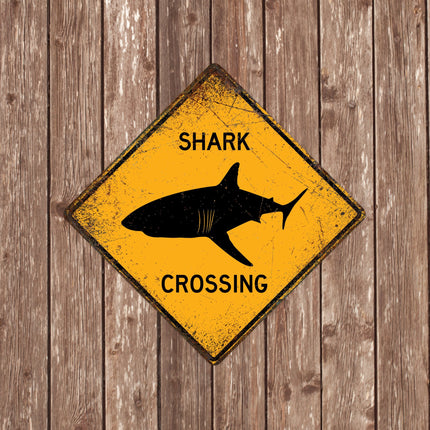 Shark CROSSING SIGN - Shark Crossing Signs, Sharks, Warning Shark Crossing, Shark Signs, Shark Decor, Shark Xing,Yellow Sign,Sharks Crossing