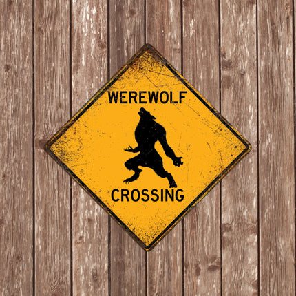 WEREWOLF CROSSING SIGN - Werwolf Crossing Signs, Werwolfs, Warning Werwolf Crossing, Werwolf Signs, Werwolf Decor, Werwolf Xing, Yellow Sign