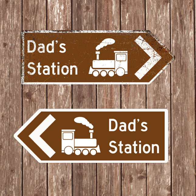 Personalized Brown UK Road Arrow Sign for Train Stations - Vintage Style Directional Railway Pointer