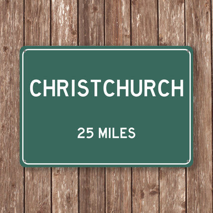 PERSONALIZED CHRISTCHURCH Sign, Christchurch City Distance Sign, City of Christchurch Gift, Christchurch Gifts, Christchurch Souvenir