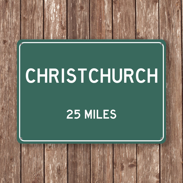 PERSONALIZED CHRISTCHURCH Sign, Christchurch City Distance Sign, City of Christchurch Gift, Christchurch Gifts, Christchurch Souvenir