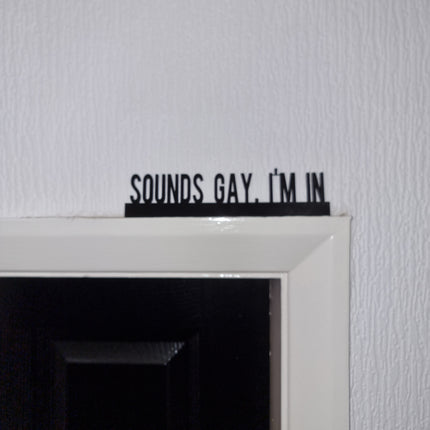 SOUNDS GAY, I'M In Door topper, shelf decor, wall decor, quirky home interior decor, quirky gift, door decoration