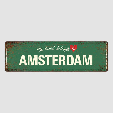 Heart Belongs to Amsterdam Sign, Amsterdam City Sign, City of Amsterdam Gift, Amsterdam Gifts, Amsterdam Souvenir, Amsterdam Sign