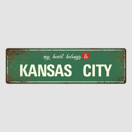 Heart Belongs to Kansas Sign, Kansas City Sign, City of Kansas Gift, Kansas Gifts, Kansas Souvenir, Kansas Sign