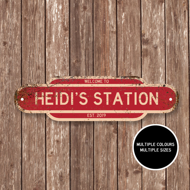 Custom Metal Street Sign Personalized Railway Station Sign Contemporary Modern Vintage Street Sign Gift Idea for Him Outdoor Name Sign