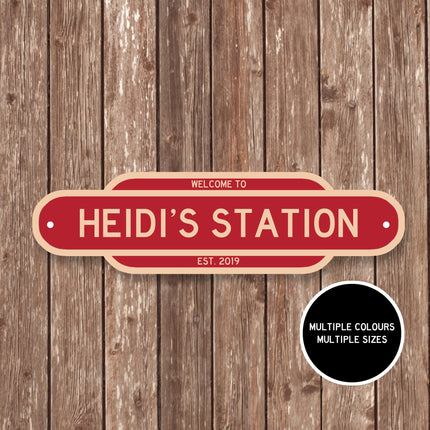 Custom Metal Street Sign Personalized Railway Station Sign Contemporary Modern Vintage Street Sign Gift Idea for Him Outdoor Name Sign