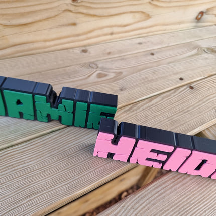 Personalized Pixel Style Gaming Nameplate – Custom Blocky Design with Your Name and Choice of Font Color, Perfect for Gamers, Desk Accessory