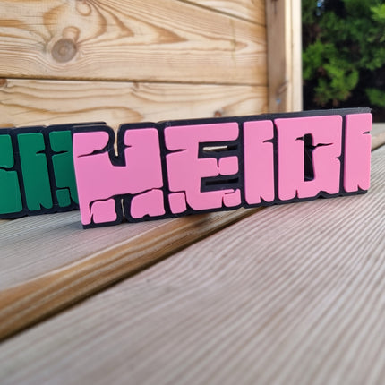 Personalized Pixel Style Gaming Nameplate – Custom Blocky Design with Your Name and Choice of Font Color, Perfect for Gamers, Desk Accessory