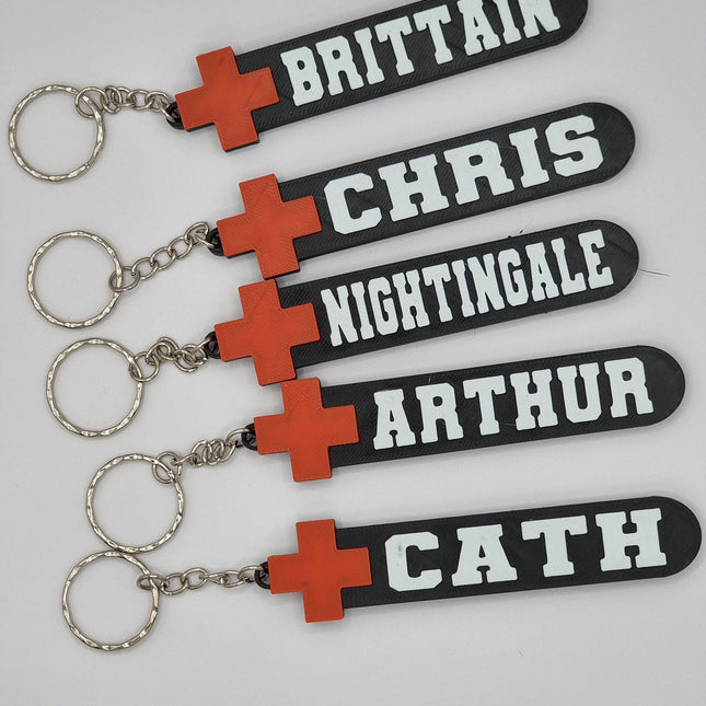 Personalised Red Cross Themed Keychain 
