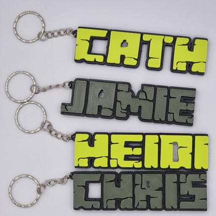 Awesome Gamer Inspired Nametag - Personalised 3D Printed keychain / Keyring - Perfect Gift or School bag Nametag!