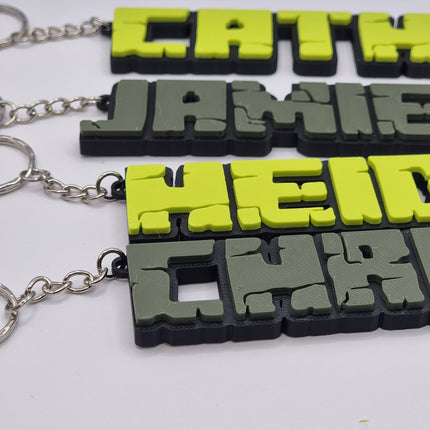 Awesome Gamer Inspired Nametag - Personalised 3D Printed keychain / Keyring - Perfect Gift or School bag Nametag!